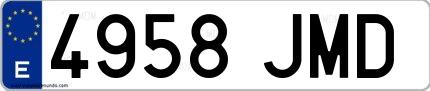 Ejemplo de matrícula española 4958 JMD