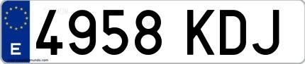 Ejemplo de matrícula española 4958 KDJ