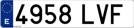 Ejemplo de matrícula española 4958 LVF