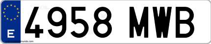 Ejemplo de matrícula de coche ordinaria 4958 MWB