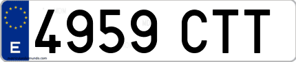 Ejemplo de matrícula de coche ordinaria 4959 CTT