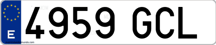 Ejemplo de matrícula de coche ordinaria 4959 GCL