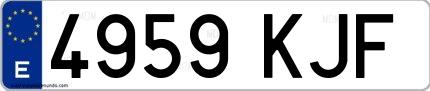 Ejemplo de matrícula española 4959 KJF