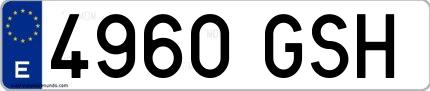 Ejemplo de matrícula española 4960 GSH