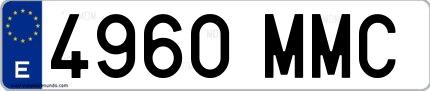 Ejemplo de matrícula española 4960 MMC