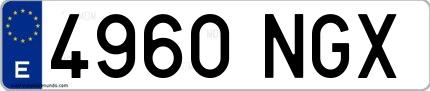 Ejemplo de matrícula española 4960 NGX