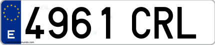 Ejemplo de matrícula de coche ordinaria 4961 CRL