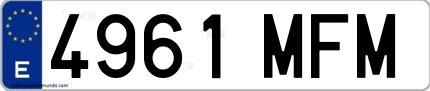 Ejemplo de matrícula española 4961 MFM
