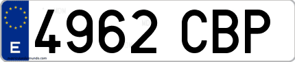 Ejemplo de matrícula de coche ordinaria 4962 CBP