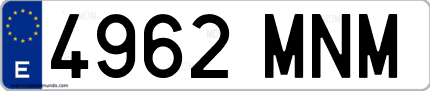 Ejemplo de matrícula de coche ordinaria 4962 MNM