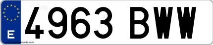 Ejemplo de matrícula española 4963 BWW