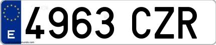 Ejemplo de matrícula española 4963 CZR