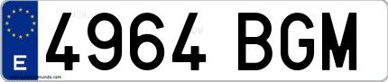 Ejemplo de matrícula española 4964 BGM