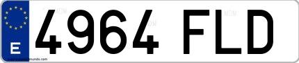 Ejemplo de matrícula española 4964 FLD