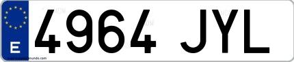 Ejemplo de matrícula española 4964 JYL