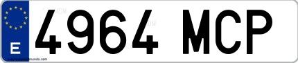 Ejemplo de matrícula española 4964 MCP