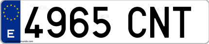 Ejemplo de matrícula de coche ordinaria 4965 CNT