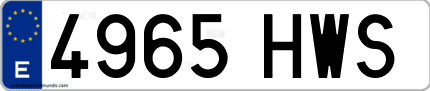 Ejemplo de matrícula de coche ordinaria 4965 HWS