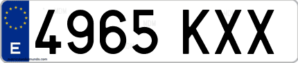 Ejemplo de matrícula de coche ordinaria 4965 KXX
