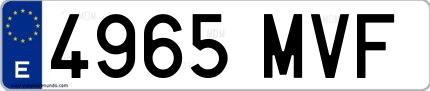 Ejemplo de matrícula española 4965 MVF