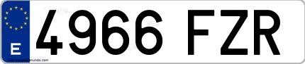 Ejemplo de matrícula española 4966 FZR