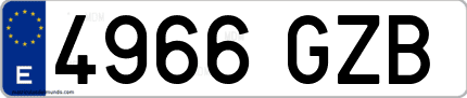 Ejemplo de matrícula de coche ordinaria 4966 GZB