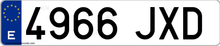 Ejemplo de matrícula de coche ordinaria 4966 JXD