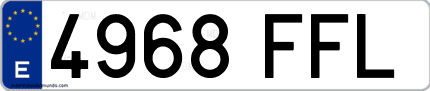 Ejemplo de matrícula de coche ordinaria 4968 FFL