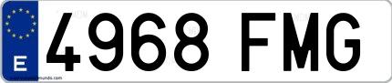 Ejemplo de matrícula española 4968 FMG