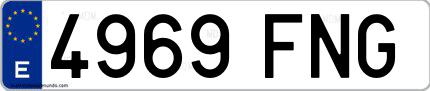 Ejemplo de matrícula española 4969 FNG
