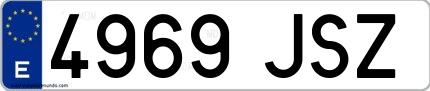 Ejemplo de matrícula española 4969 JSZ