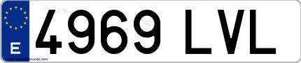 Ejemplo de matrícula española 4969 LVL