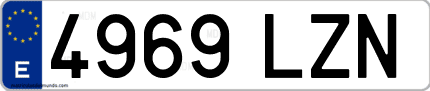 Ejemplo de matrícula de coche ordinaria 4969 LZN