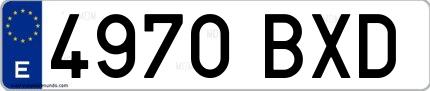 Ejemplo de matrícula española 4970 BXD