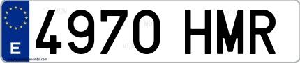 Ejemplo de matrícula española 4970 HMR