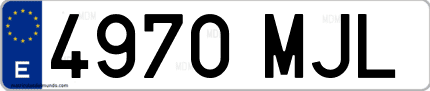 Ejemplo de matrícula de coche ordinaria 4970 MJL