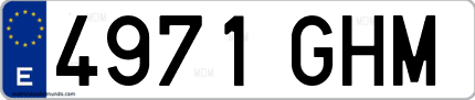 Ejemplo de matrícula de coche ordinaria 4971 GHM