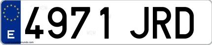 Ejemplo de matrícula española 4971 JRD