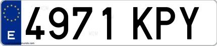 Ejemplo de matrícula española 4971 KPY