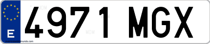 Ejemplo de matrícula de coche ordinaria 4971 MGX