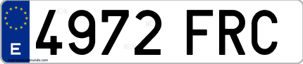 Ejemplo de matrícula de coche ordinaria 4972 FRC