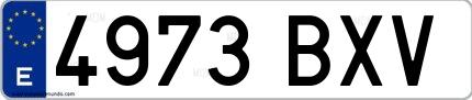 Ejemplo de matrícula española 4973 BXV