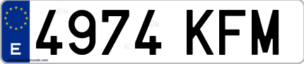 Ejemplo de matrícula de coche ordinaria 4974 KFM