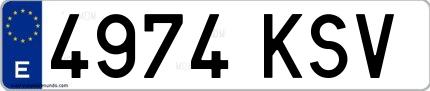 Ejemplo de matrícula española 4974 KSV
