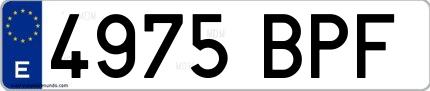 Ejemplo de matrícula española 4975 BPF