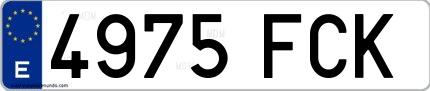 Ejemplo de matrícula española 4975 FCK