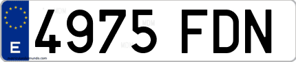 Ejemplo de matrícula de coche ordinaria 4975 FDN