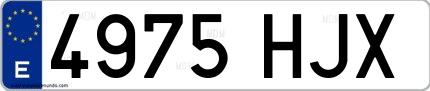 Ejemplo de matrícula española 4975 HJX