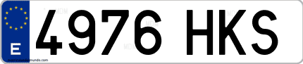 Ejemplo de matrícula de coche ordinaria 4976 HKS