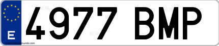 Ejemplo de matrícula de coche ordinaria 4977 BMP